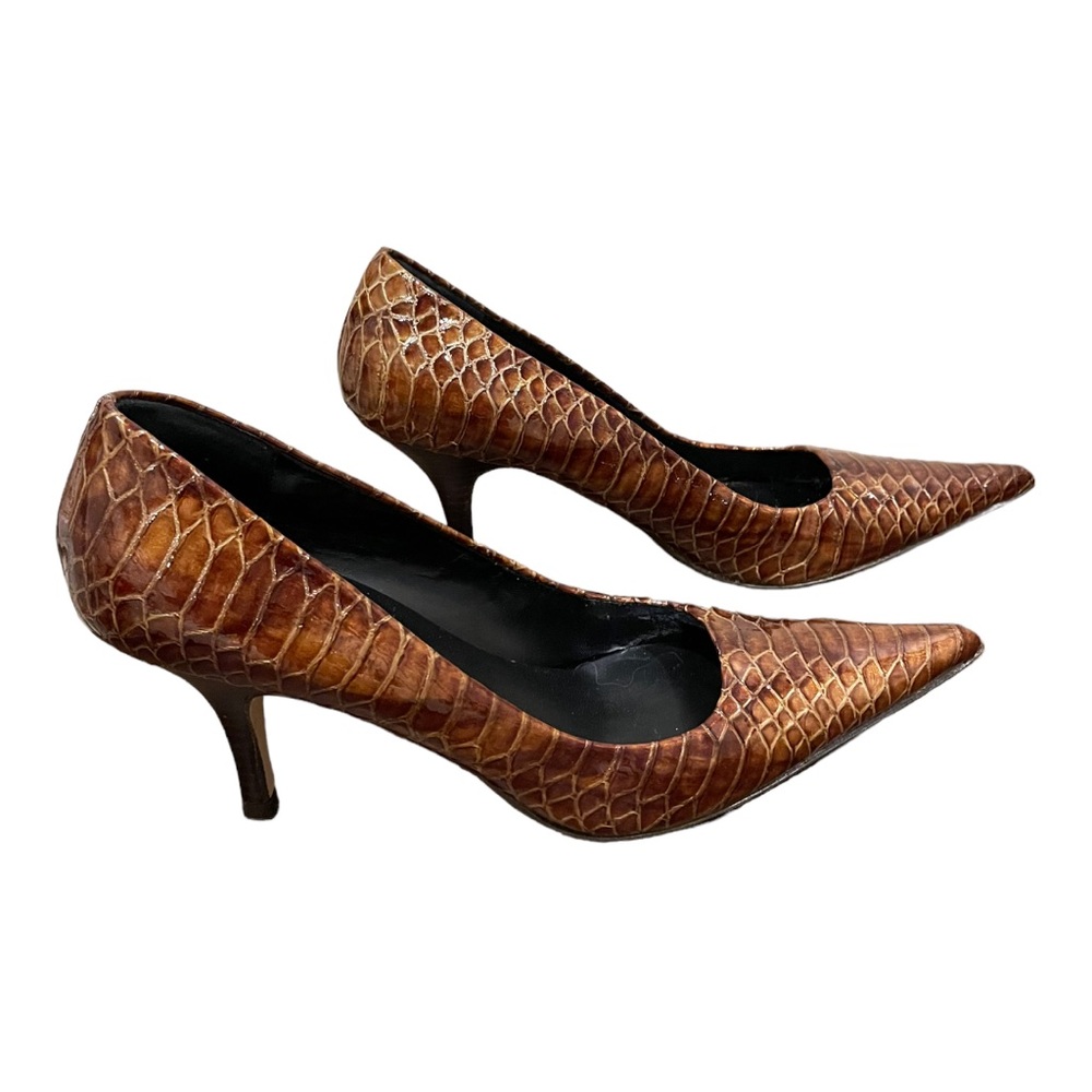 Kenneth Cole New York Brown Croc-Embossed Pointed-Toe Heels